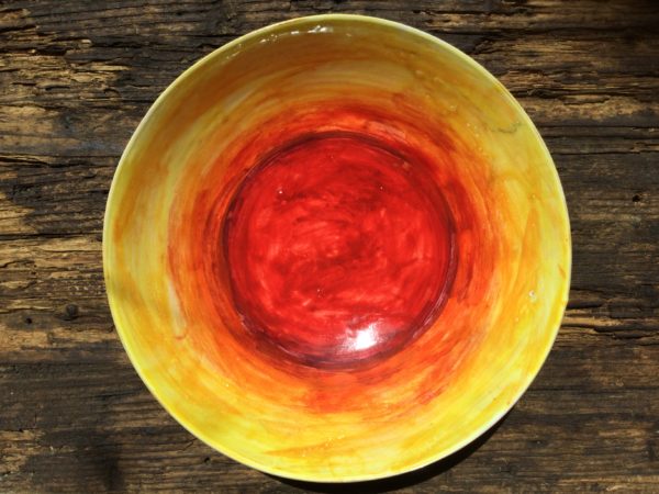 medium small bowl yellow red