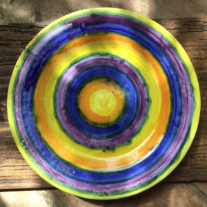 dinner plate blue and yellow stripes