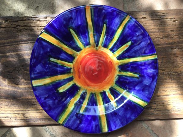 dinner plate blue sun