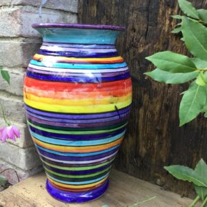 vaso grande per fiori o arredamento righine colorate
