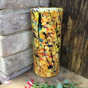Small Cylindric Vase yellow splash