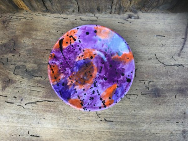 coffee saucer orange and purple dragon clouds