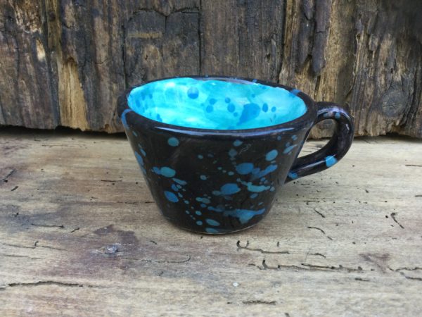 Flared Coffee Cup,Blue and Sepia Splash