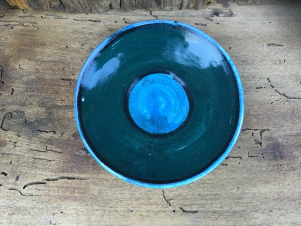 COFFEE SAUCER PEACOCK GREEN LIGHTBLUE