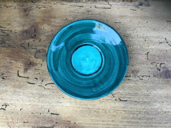 coffee saucer peacock green light blue